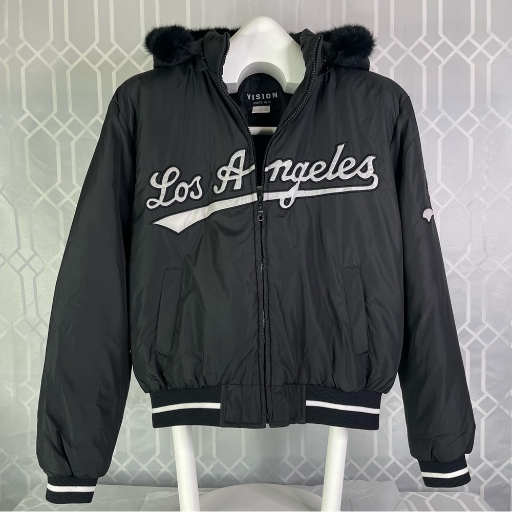 Vision Sports Wear Los Angeles Down Puffer Bomber Jacket XL Black Waterproof